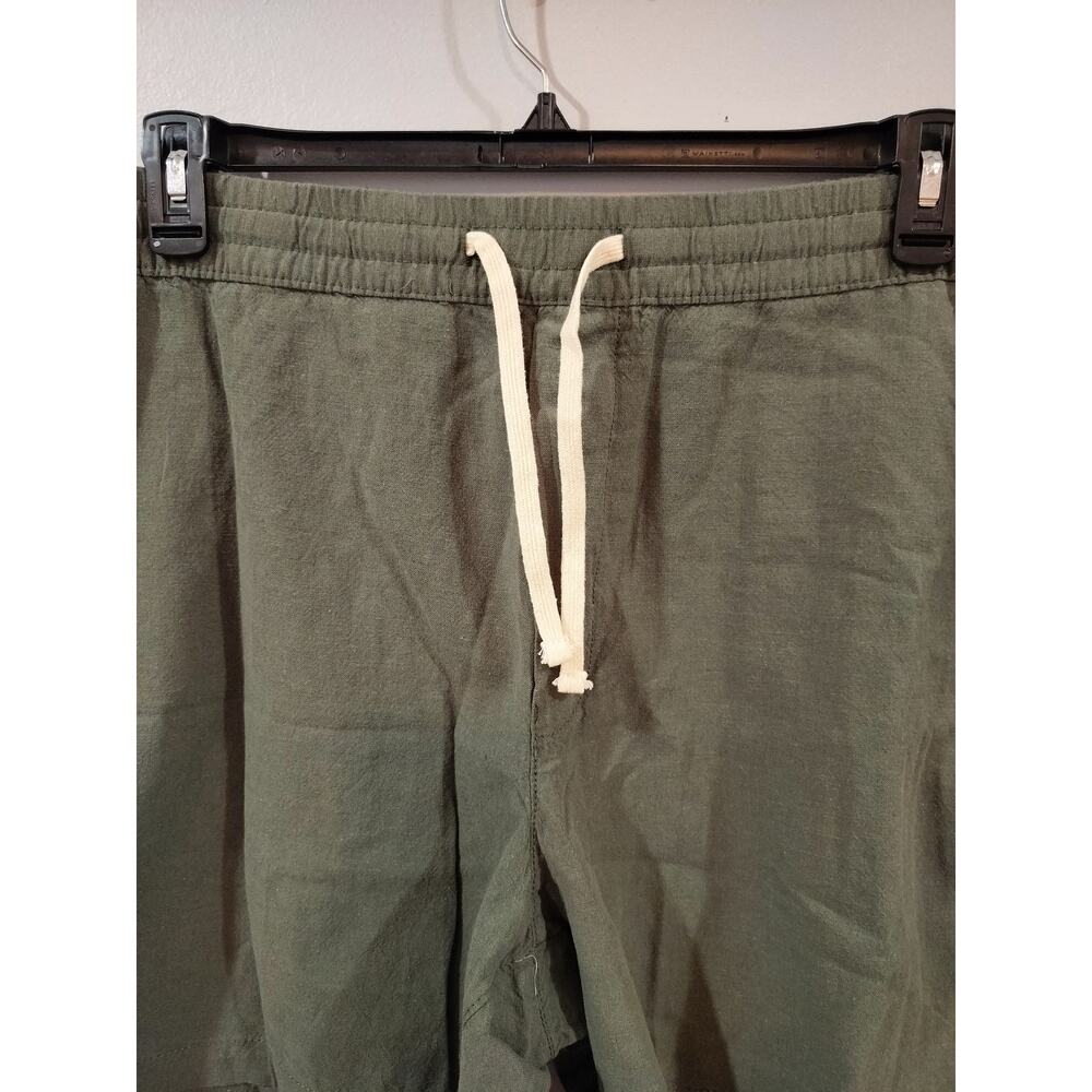 No Boundaries Mens Cotton Linen Shorts 3XL Green Elastic Waist Drawstring Casual - Picture 3 of 9